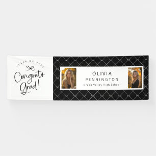 Schwarz-weiß 2 Foto Glückwunschs Grad Party Banner