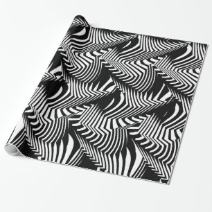 Schwarz-Weiß-3D-Look Stepphill-Muster Geschenkpapier