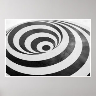 Schwarz-Weiß-3D-Spiralenttäuschung Hypnotisch Poster