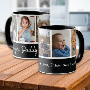 Schwarz-Weiß-5-Foto-Collage Lieber Daddy  Tasse