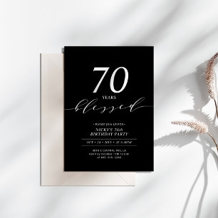 Schwarz & Weiß   70 Jahre Geliebt 70. Geburtstagsf Einladung