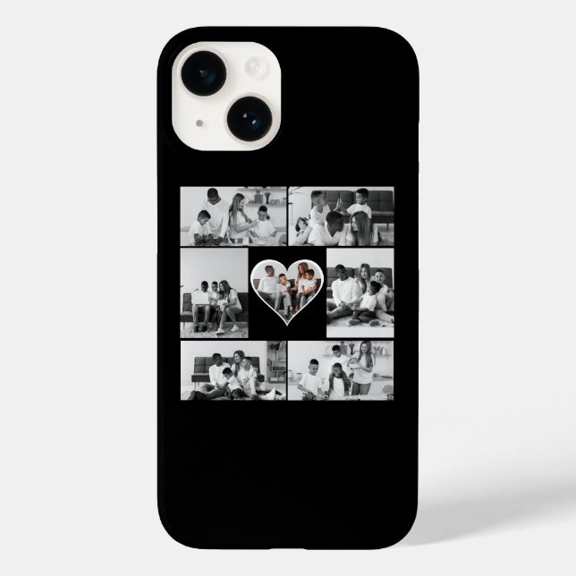 Schwarz-Weiß-7-FotoCollage Case-Mate iPhone Hülle (Rückseite)