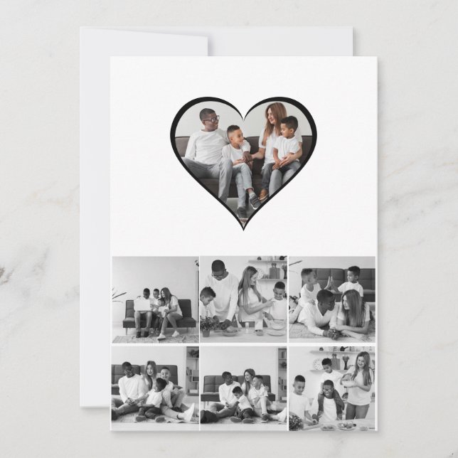 Schwarz-Weiß-7-FotoCollage Karte (Vorderseite)