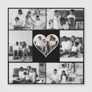 Schwarz-Weiß-7-FotoCollage Magneteinladung
