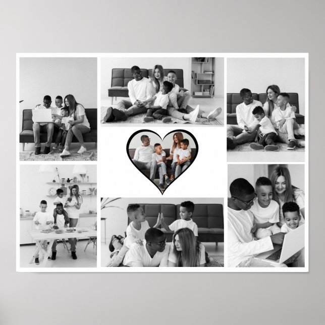 Schwarz-Weiß-7-FotoCollage Poster (Vorne)