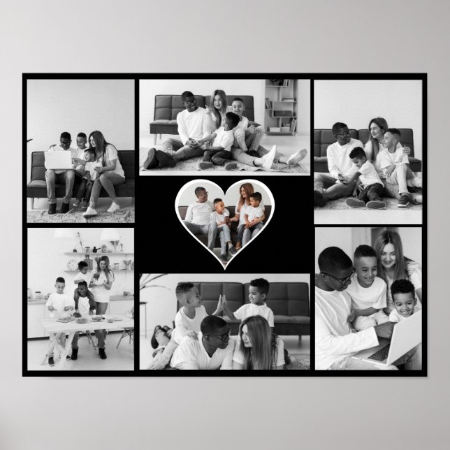 Schwarz-Weiß-7-FotoCollage Poster (Vorne)
