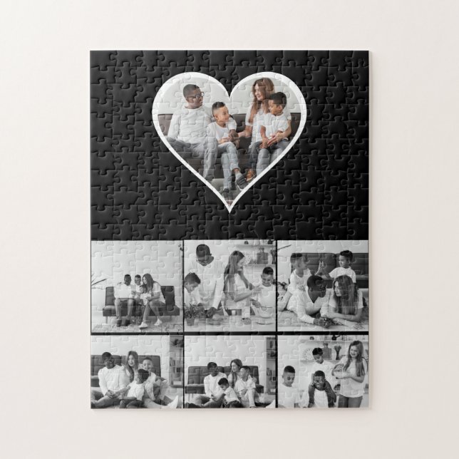 Schwarz-Weiß-7-FotoCollage Puzzle (Vertikal)