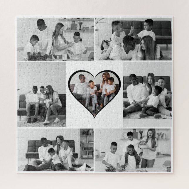 Schwarz-Weiß-7-FotoCollage Puzzle (Vertikal)