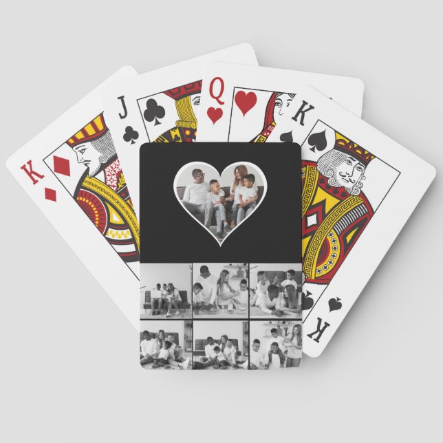 Schwarz-Weiß-7-FotoCollage Spielkarten (Rückseite)