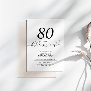 Schwarz & Weiß   80 Jahre Geliebt 80. Geburtstagsf Einladung