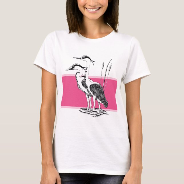 Schwarz-Weiß-Abbildung Herons T-Shirt (Vorderseite)