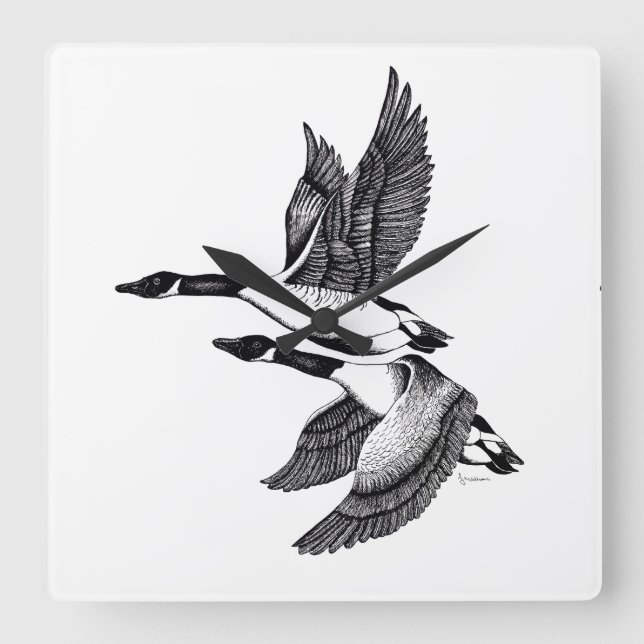 Schwarz-Weiß-Abbildung Kanadas Quadratische Wanduhr (Vorderseite)