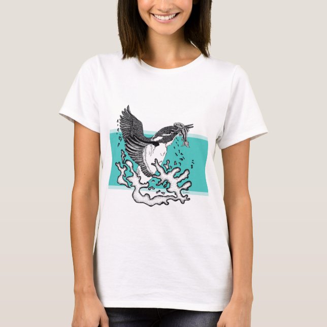 Schwarz-Weiß-Abbildung von Kingfisher T-Shirt (Vorderseite)