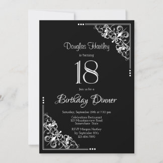Schwarz-Weiß-Abendessen am 18. Geburtstag Einladung