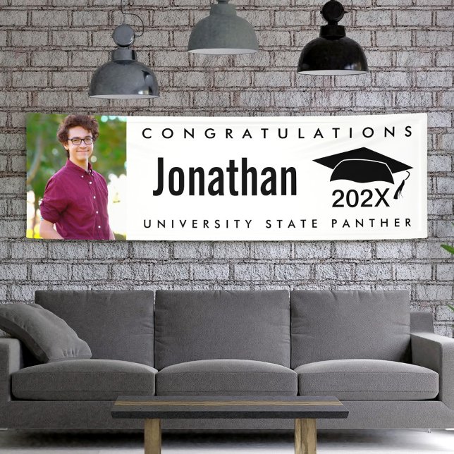 Schwarz-Weiß-Abschluss 1 Foto Kappe modern fett Banner (Von Creator hochgeladen)