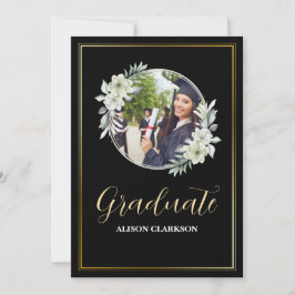 Schwarz-Weiß-Abschluss 2025 Foto Party Einladung