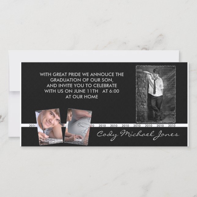 Schwarz-Weiß-Abschluss-Annullierung und Einladung (Vorderseite)