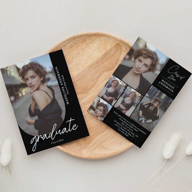 Schwarz-Weiß-Abschluss Einladung (Von Creator hochgeladen)