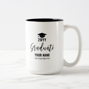 Schwarz-Weiß-Abschluss-Geschenk für den Kaffee Tas Zweifarbige Tasse
