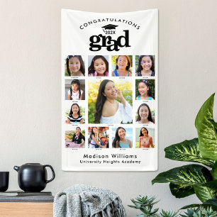 Schwarz Weiß Abschluss K–12 Fotocollage Modern Banner