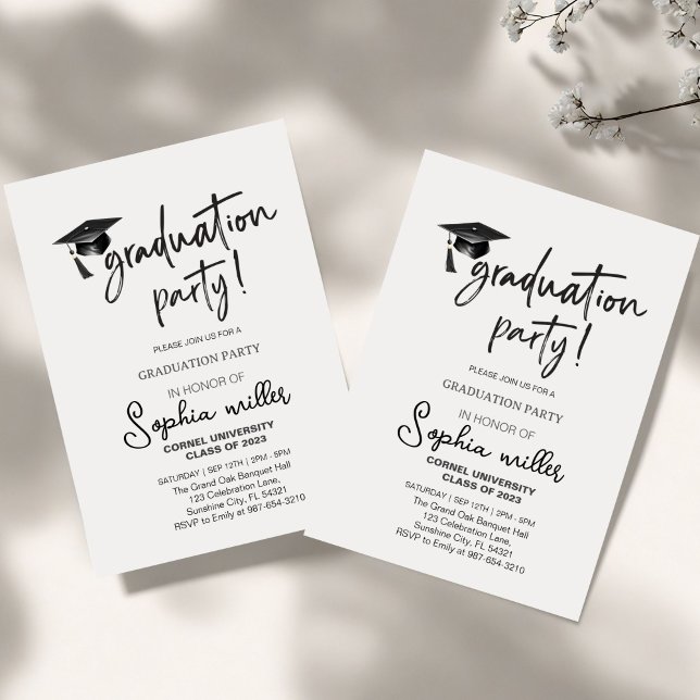 Schwarz-Weiß-Abschluss, Party Einladung (Von Creator hochgeladen)