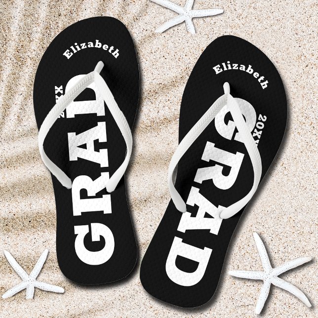 Schwarz/Weiß-Abschluss Senior Class Drehen Flop Flip Flops (Black and White Graduation Senior Class Flip Flops)