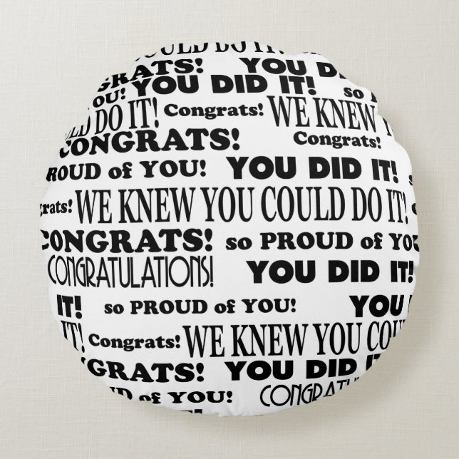 Schwarz-Weiß-Abschluss Word Art Throw Kissen (Vorderseite)