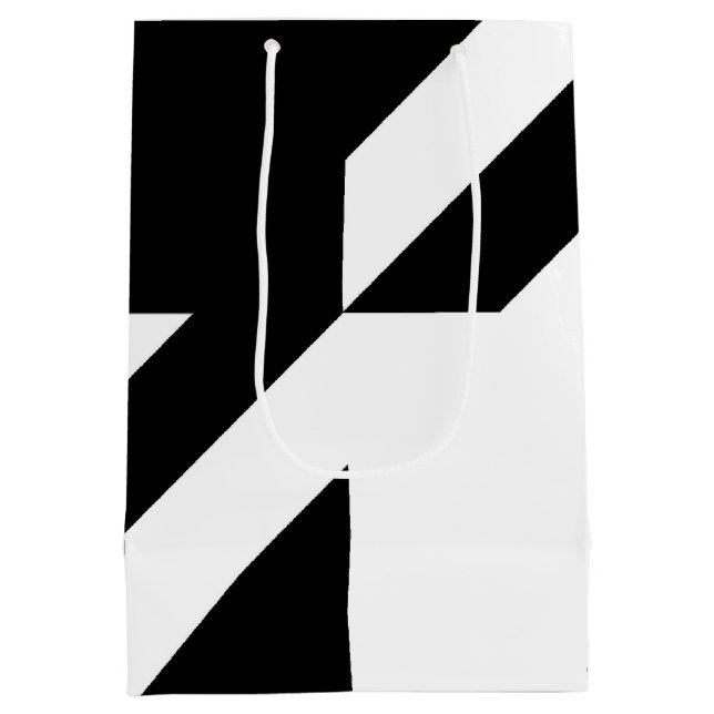 Schwarz-Weiß-Abstract-Design Mittlere Geschenktüte (Rückseite)