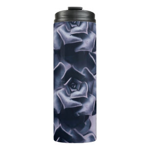 SCHWARZ-WEIß-ABSTRACT-FLOWER-GEMÄLDE THERMOSBECHER