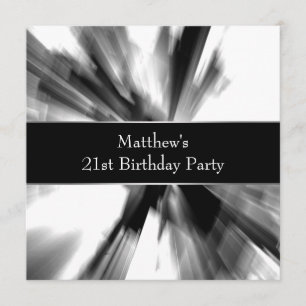 Schwarz-weiß-Abstract zum 21. Geburtstag des Manne Einladung