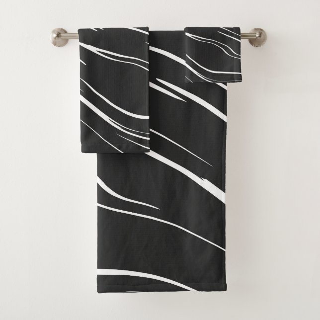Schwarz-Weiß-abstrakt Badhandtuch Set (Insitu)