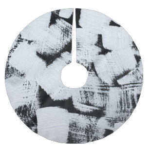 Schwarz weiß, abstrakt bemalte Leinwand. Polyester Weihnachtsbaumdecke