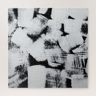 Schwarz weiß, abstrakt bemalte Leinwand. Puzzle