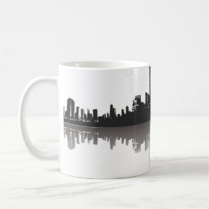 Schwarz-Weiß-Abstrakt-City-Skyline Kaffeetasse