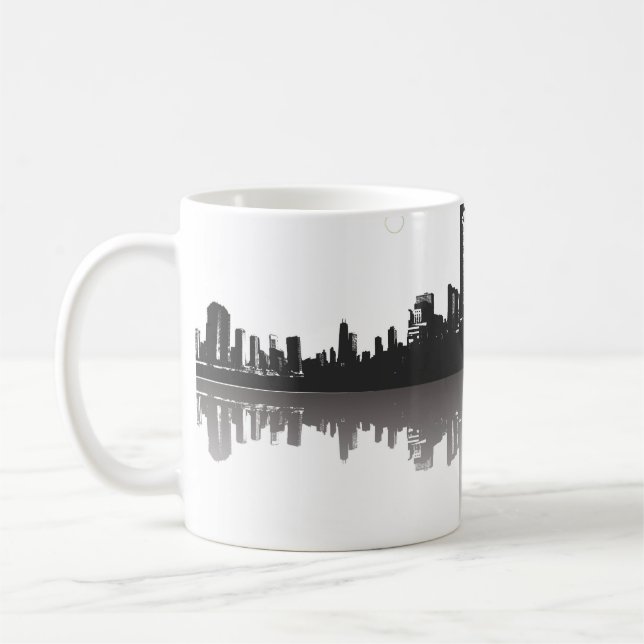 Schwarz-Weiß-Abstrakt-City-Skyline Kaffeetasse (Links)