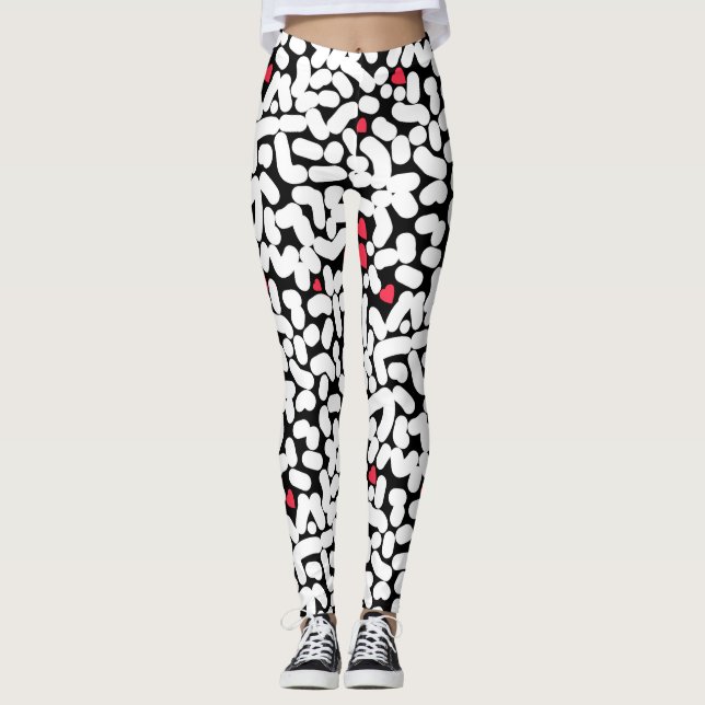 Schwarz-weiß abstrakt leggings (Vorderseite)