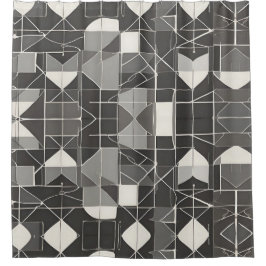 Schwarz/Weiß Abstrakt: Minimalistischer Stil Duschvorhang