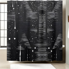 Schwarz-Weiß-Abstrakte Drop-Style 1 Duschvorhang