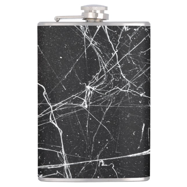 Schwarz-Weiß-Abstrakte Flasche Flachmann (Vorderseite)