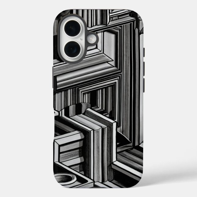 Schwarz-Weiß-Abstrakte Industriemodelle Case-Mate iPhone Hülle (Rückseite)