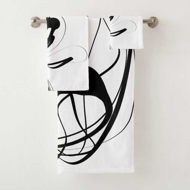 Schwarz-Weiß-Abstrakte Kunst Badhandtuch Set (Insitu)