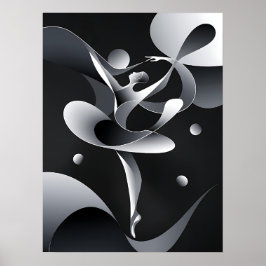 Schwarz-Weiß-Abstrakte Kunst, Modernes Tanzposter Poster