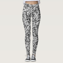 Schwarz-Weiß-Abstrakte Leggings
