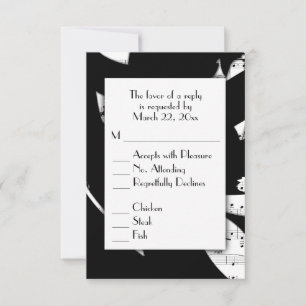 Schwarz-weiß abstrakte Musik-RSVP mit Menüauswahl RSVP Karte