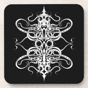 Schwarz-Weiß-Abstrakte Tribal-Tattoo-Design Getränkeuntersetzer