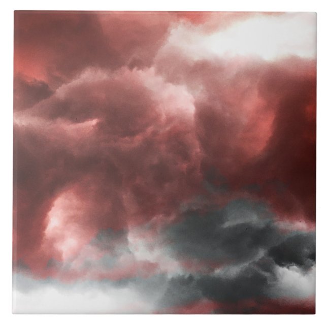 Schwarz-Weiß-abstrakte Wolken Fliese (Vorderseite)