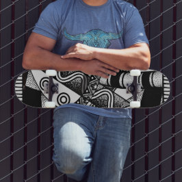 Schwarz/Weiß abstraktes Design 7 3/4" Skateboardde Skateboard