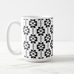 Schwarz-weiß abstraktes florales Muster Kaffeetasse