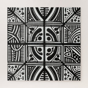 Schwarz-weiß abstraktes geometrisches Muster Puzzle