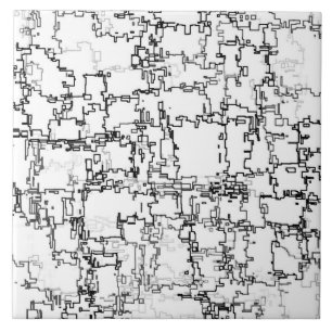 Schwarz-Weiß-Abstraktes Muster Fliese